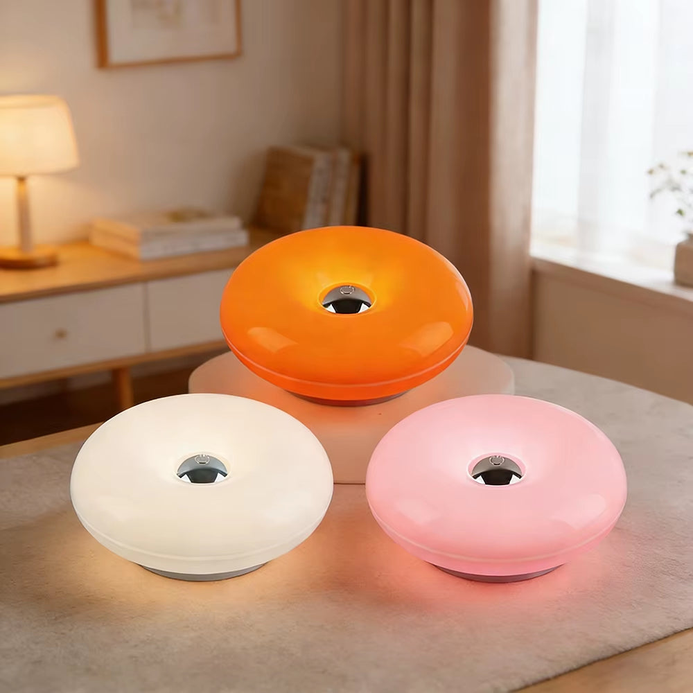 Creative Donut Glass Touch Desk Lamp, Vintage Rechargeable Glass Bedside Lamp, Romantic Ambient Light, Living Room Night Light