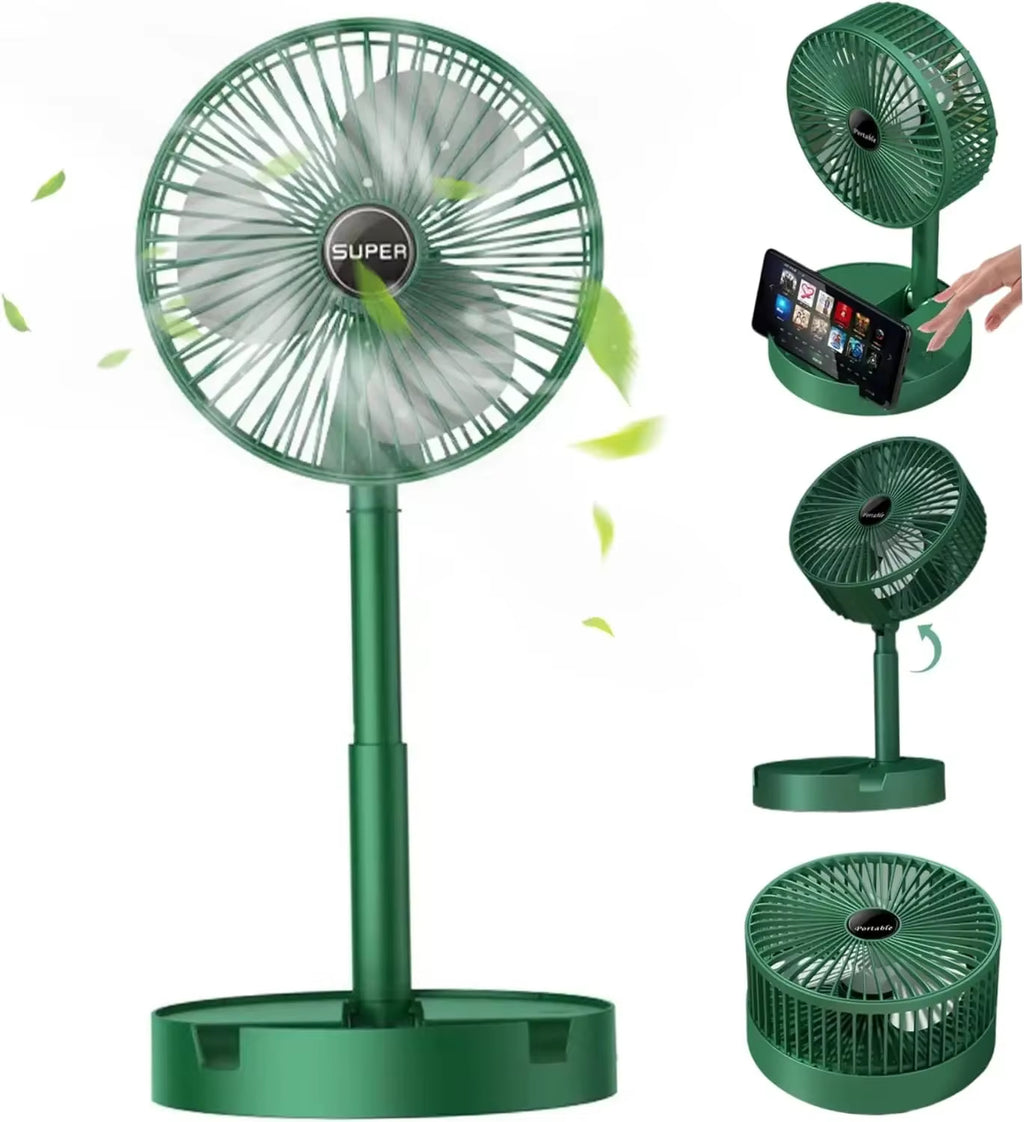Summer Gift Portable Charging Desk Fan with Adjustable Height, Strong Wind, Foldable and Telescopic Mobile Phone Stand