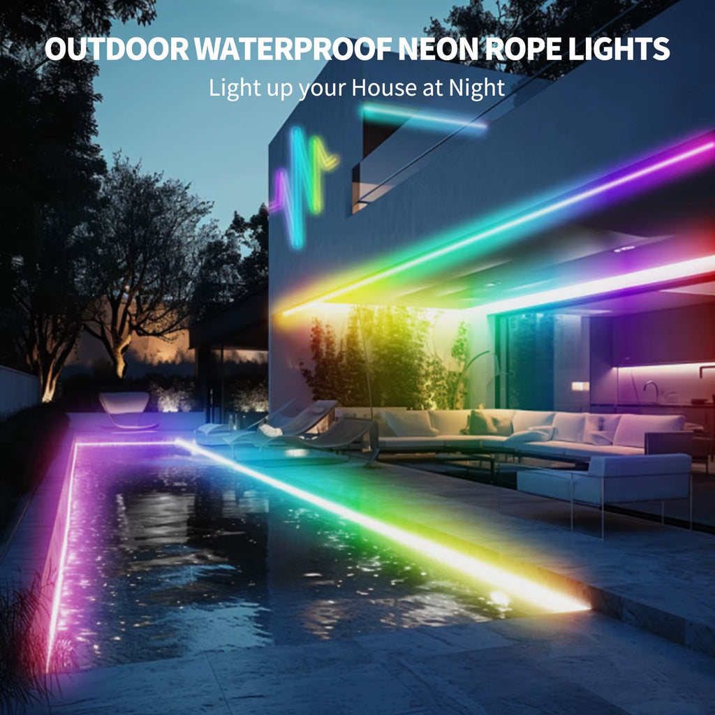 24V Neon Led String Light Strip Outdoor Lighting Waterproof Addressable Smart Bluetooth Led Ribbon 5M  Neon Rgbic Strip