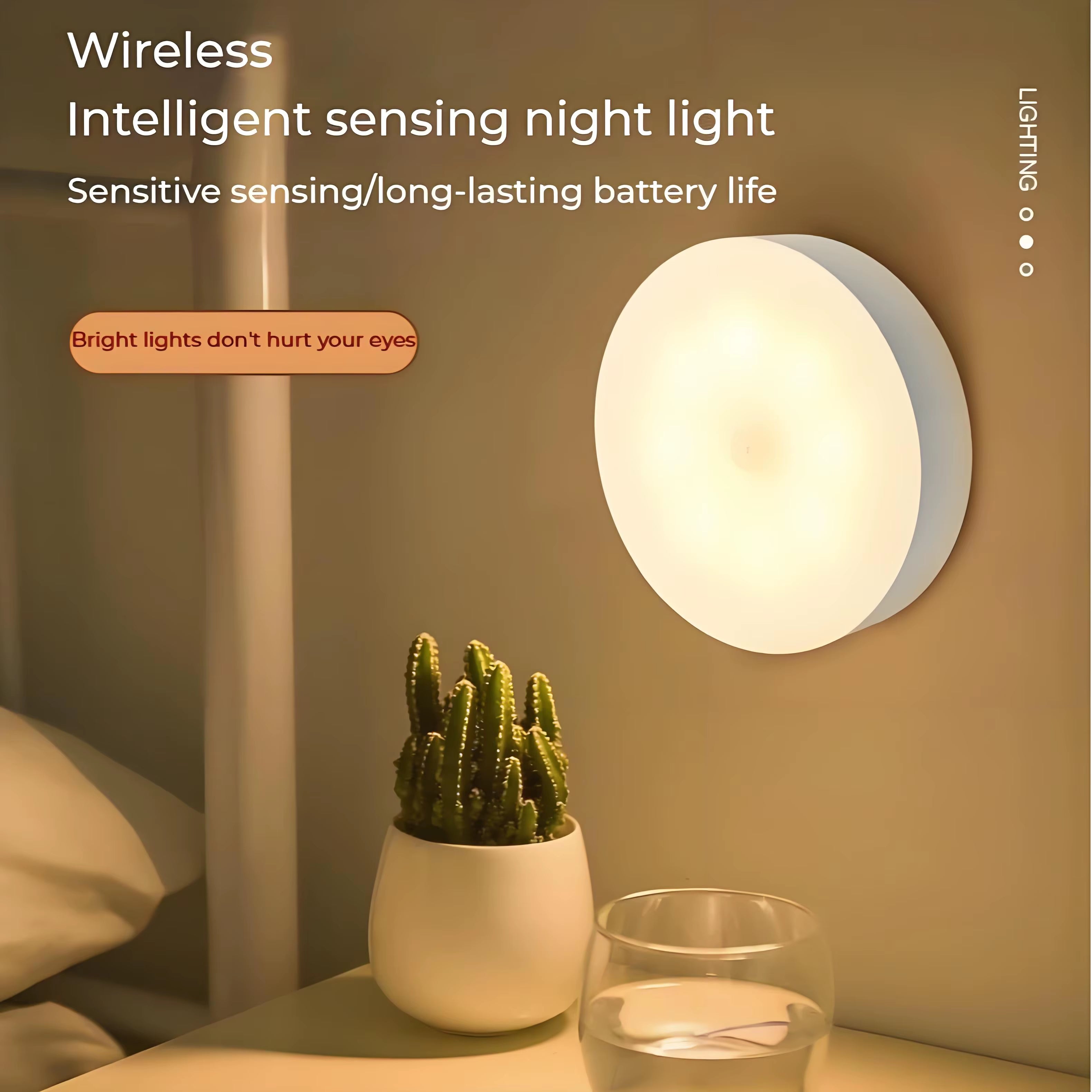 2pcs LED Smart Human Body Sensor Night Lamp Emergency Automatic Lighting USB Charging Wireless Magentic Suction Use Night Light