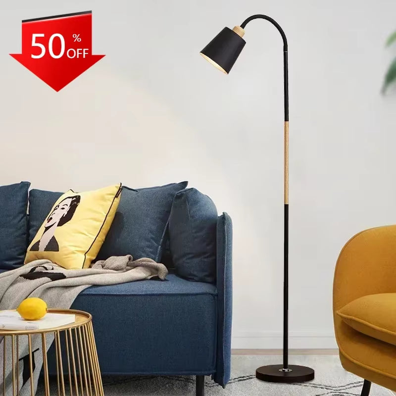 Nordic Floor Lamp Creative Living Room Bedroom Study LED Simple Modern Dimmable Remote Control Reading Floor Lamp