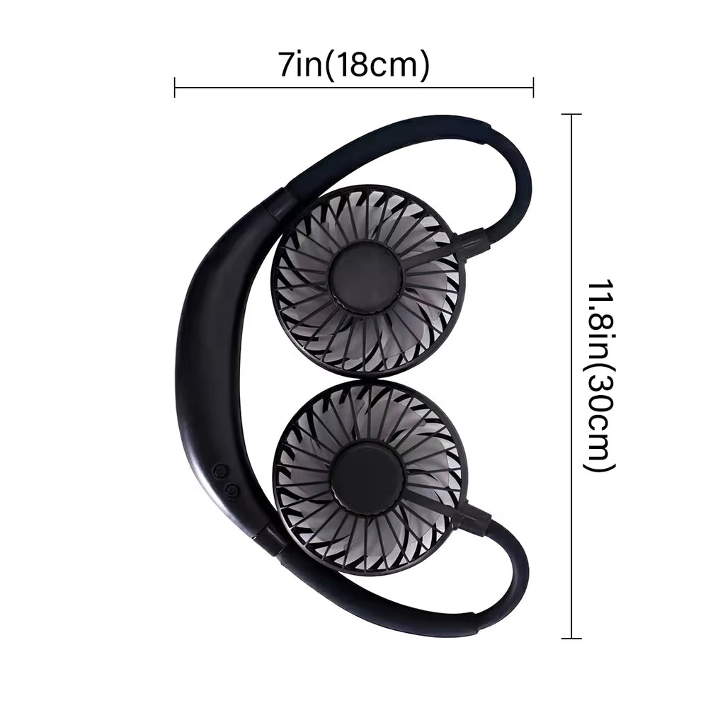 USB Rechargeable Mini Sports 3-Speed Adjustable Neck Dual Fan Home OfficeOutdoor Travel Portable Hanging Neck Fan