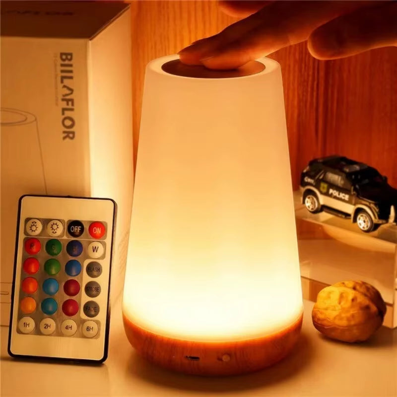 USB Touch Control LED Night Light 13 Colors Changing Dimmable Bedside Table Lamp with Remote for Bedroom Camping Reading Decor