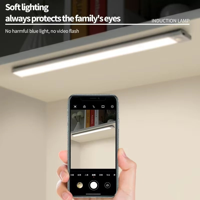 10/20/30/40/50/60CM Under Cabinet Lights LED Night Light Motion Sensor Wireless Rechargeable Kitchen Cabinet Bedroom Lighting