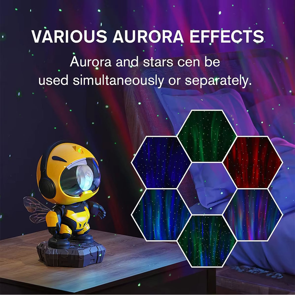 Projector Light, Small Bee Projector, LED Light, Starry Nebula Sky, Galaxy Design, Suitable for Bedroom, Part