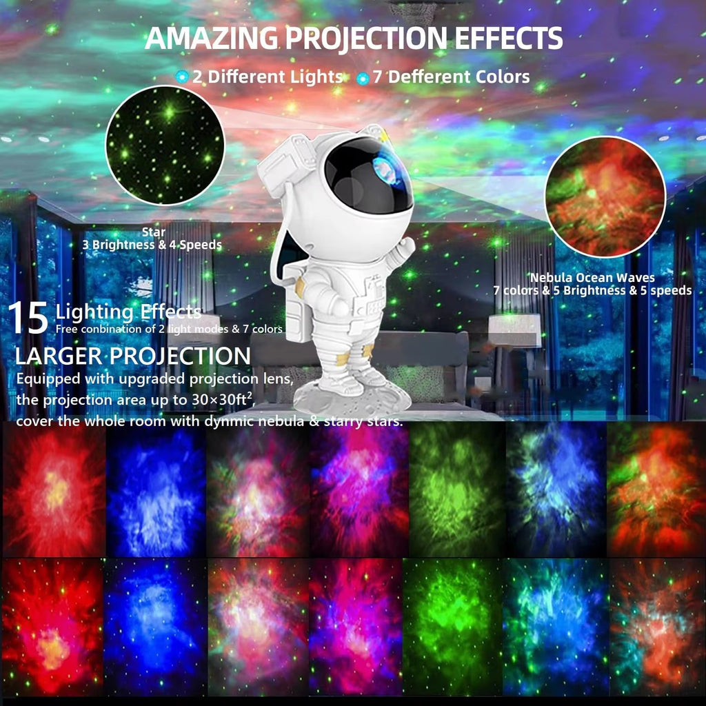 Astronaut Galaxy Projector Night Light Starry Sky Ceiling Lamp with Timer Remote for Bedroom Home Party Decor Birthday Gift