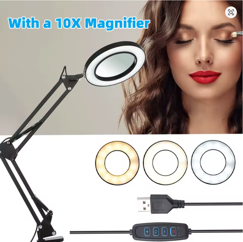 72LED 8X/10X NEW Illuminated Magnifier USB 3 Colors LED Magnifying Glass for Soldering Iron Repair/Table Lamp/Skincare Beauty