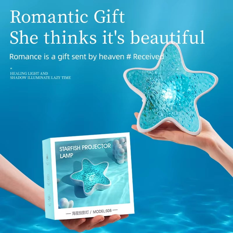 Starfish LED Night Light Rechargeable Table Lamp Northern Ocean Wave Projector Lights Romantic For Bedroom Desk Festival Decor
