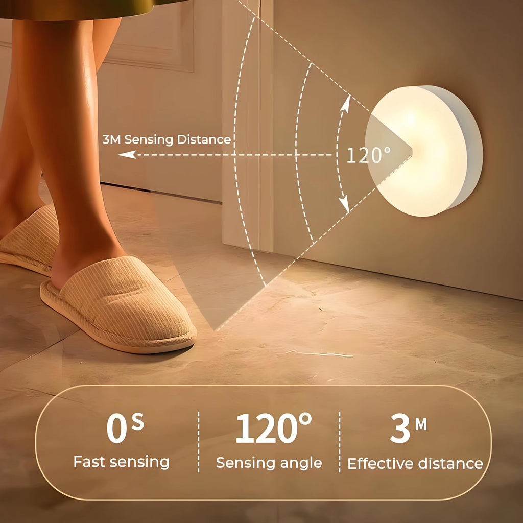 2pcs LED Smart Human Body Sensor Night Lamp Emergency Automatic Lighting USB Charging Wireless Magentic Suction Use Night Light