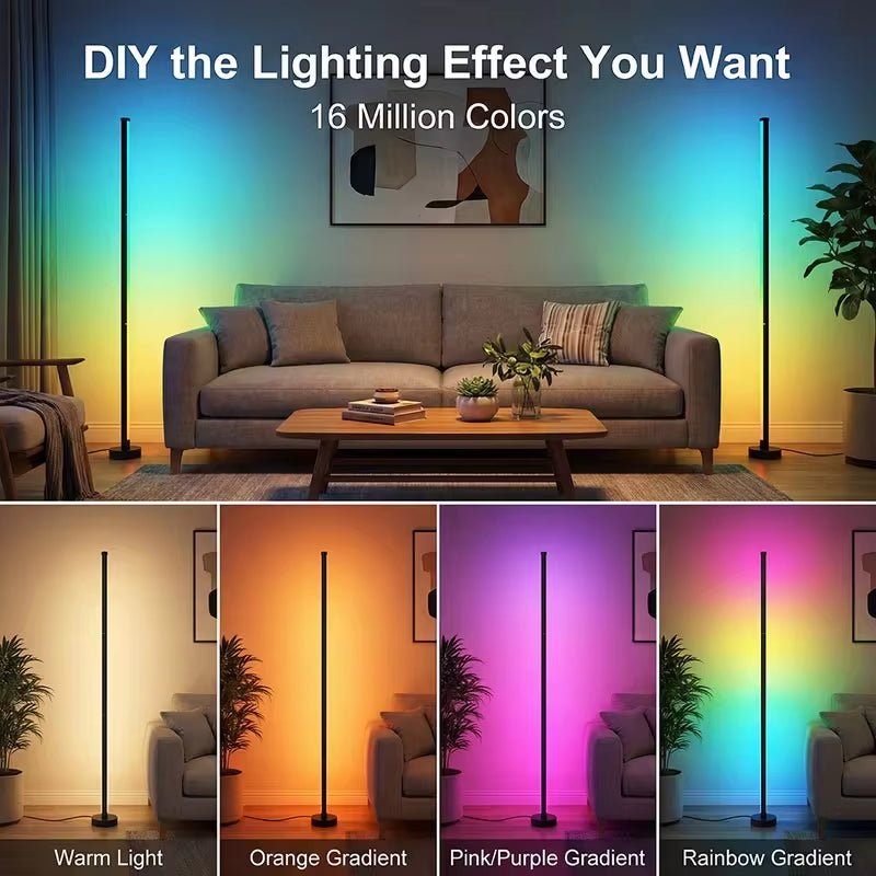 5V Corner Floor Lamp, Smart RGB LED corner lights with Remote and App control, for Living Room Bedroom Playroom,Easy to Install