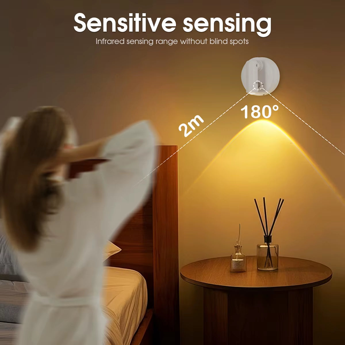 Three-color wall lamp no-drill LED light, soft light sensor light bedside bedroom night light, magnetic rechargeable spotlight.