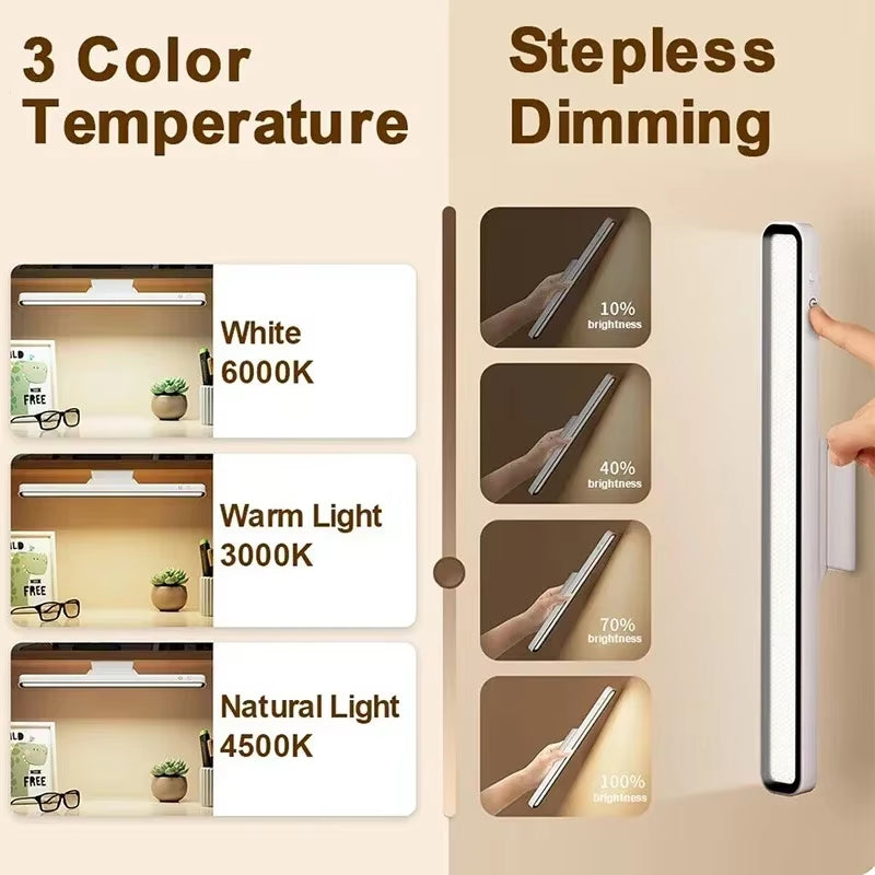 Desk Lamp LED USB Rechargeable Light Stepless Dimming Hanging Magnetic Bedroom Night Lights Reading Table Lamps Cabinet Wardrobe