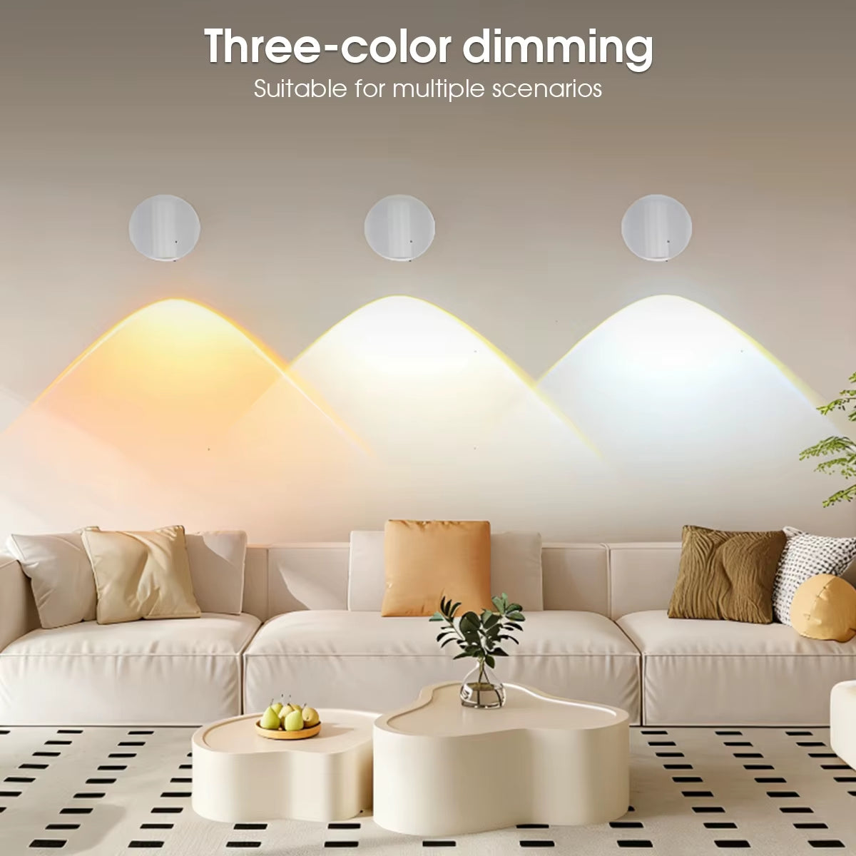 Three-color wall lamp no-drill LED light, soft light sensor light bedside bedroom night light, magnetic rechargeable spotlight.