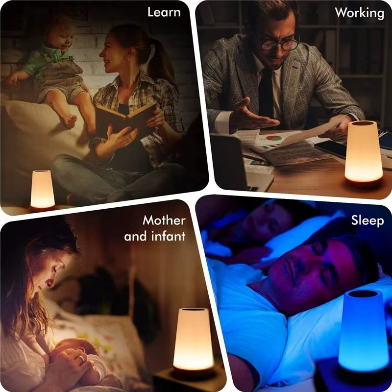 USB Touch Control LED Night Light 13 Colors Changing Dimmable Bedside Table Lamp with Remote for Bedroom Camping Reading Decor