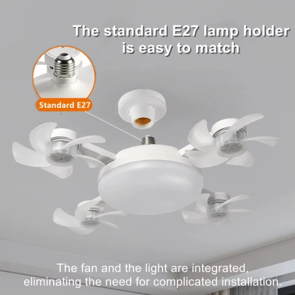 3/4 Heads Drone Style E27 Ceiling Fan Light 2-in-1 AC85-265V Three Colors LED Fan Lamp With Remote Control For Home Restaurant