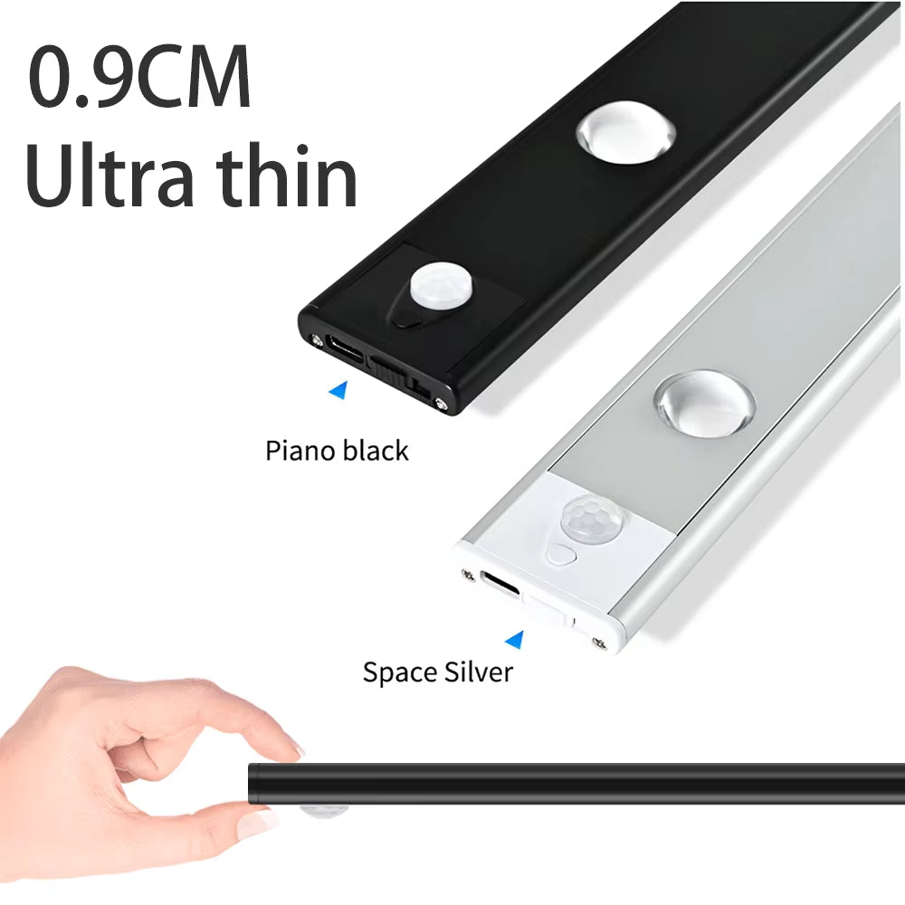 Cabinet Light USB Rechargeable Motion Sensor Ultra-thin Led Lamp for Kitchen Wardrobe Cabinet decoration Lighting 20CM/30CM/40CM