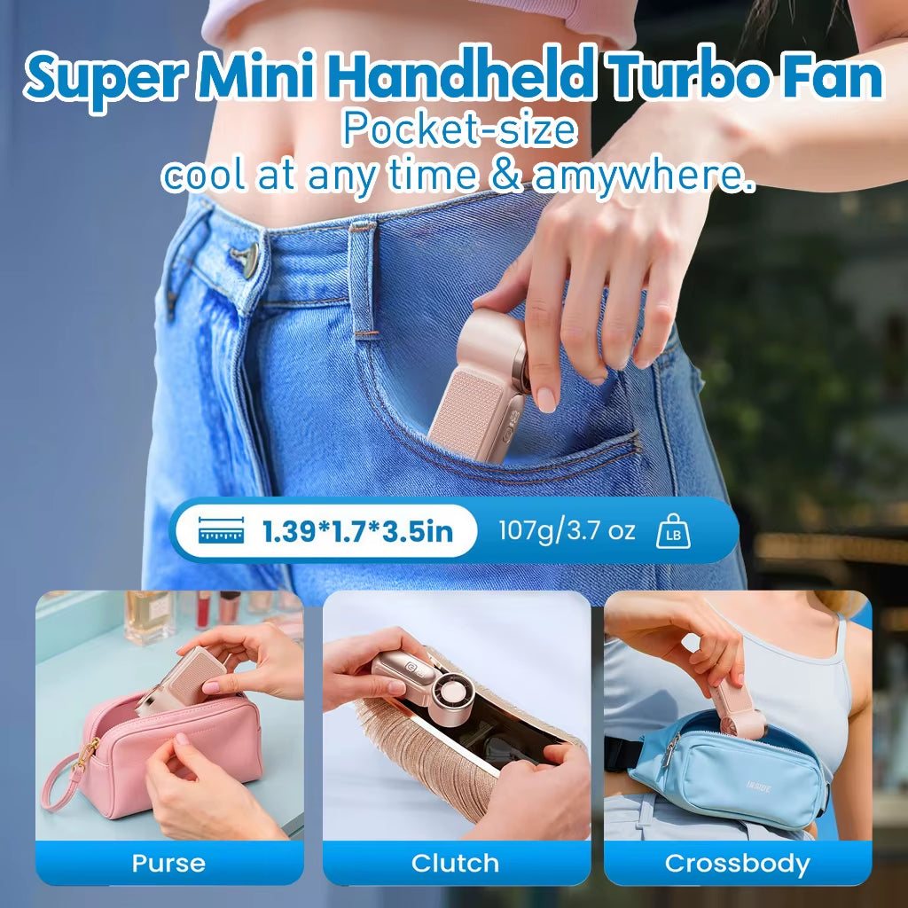 Mini Handheld Fan 3600mAh High-Speed Portable Turbo Pocket Fan for Outdoor Travel   5.0   8 Reviews   ౹   New on AliExpress ౹ 78 total sales