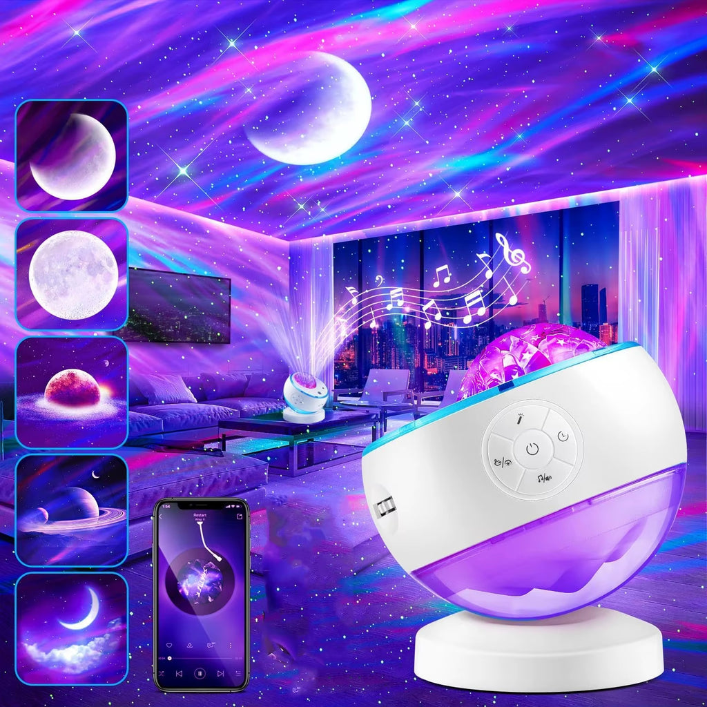 Galaxy Projector Northern Lights Projector,8 White Noise&Bluetooth Moon Galaxy Projector for Kids Gifts Star Lights Home Decor