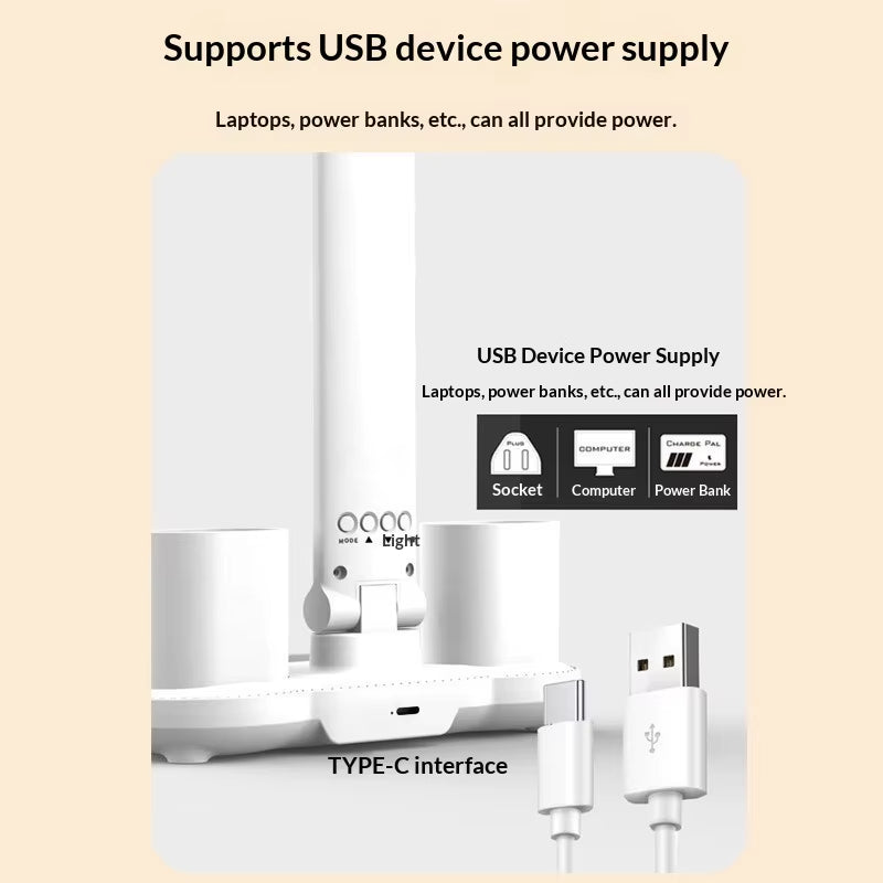 Intelligent dual-head LED light, USB dual-head pen holder light, artistic decorative light, intelligent desk lamp