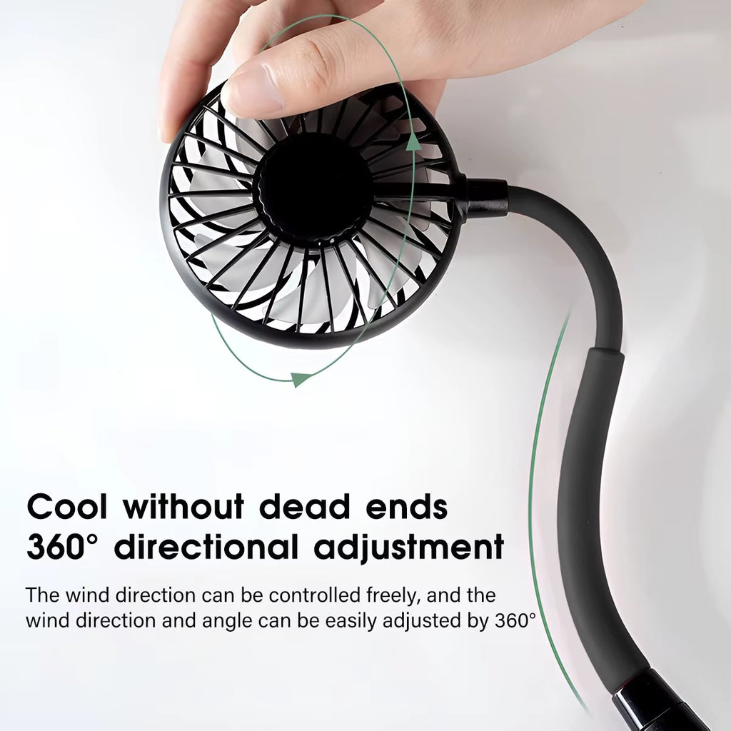 USB Rechargeable Mini Sports 3-Speed Adjustable Neck Dual Fan Home OfficeOutdoor Travel Portable Hanging Neck Fan