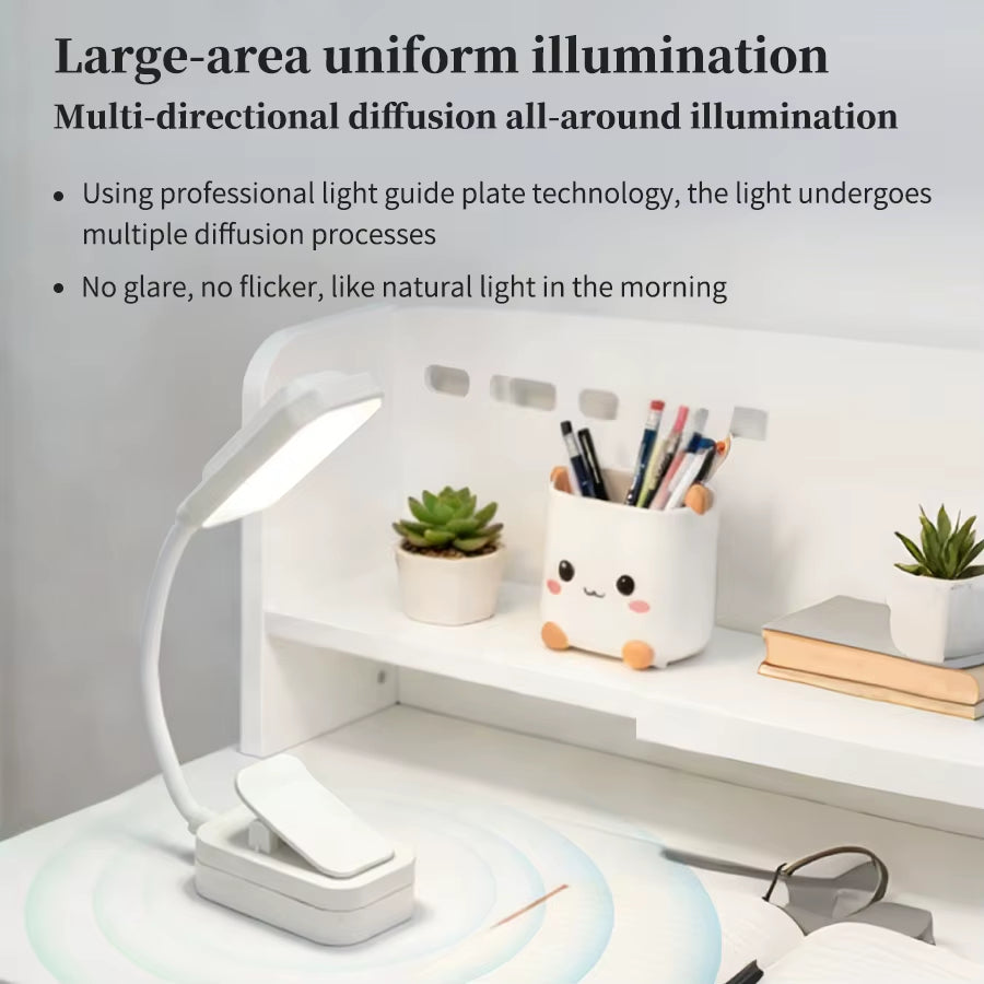 Rechargeable LED Book Lamp Night Light Adjustable Brightness Clip-On Study Reading Light Travel Bedroom Reading Bedside Lamps