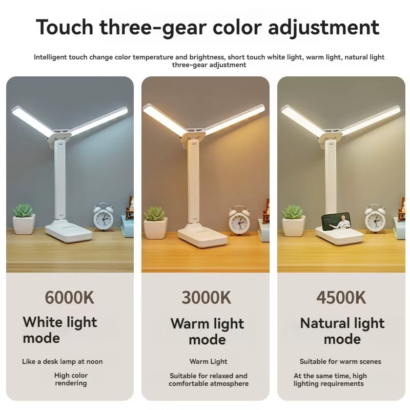 LED Desk Lamp USB Rechargeable Table Lamp 3 Levels Dimmable Touch Desk Lighting Eye Protection Foldable For Bedroom Desk Light