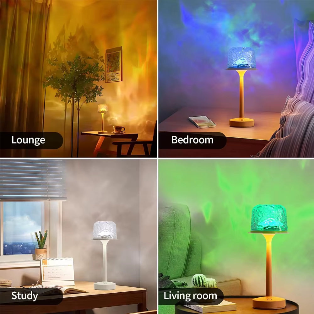 Projection Lamp HighFooted Water Ripple Table Lamp LED Aurora Projector With Remote Control Indoor Romantic And Interesting Gift