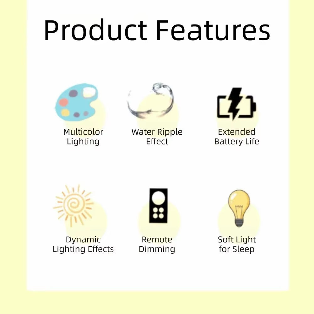 High-legged rippling water atmosphere remote control table lamp, bedroom bedside romantic projection creative gift, night light,