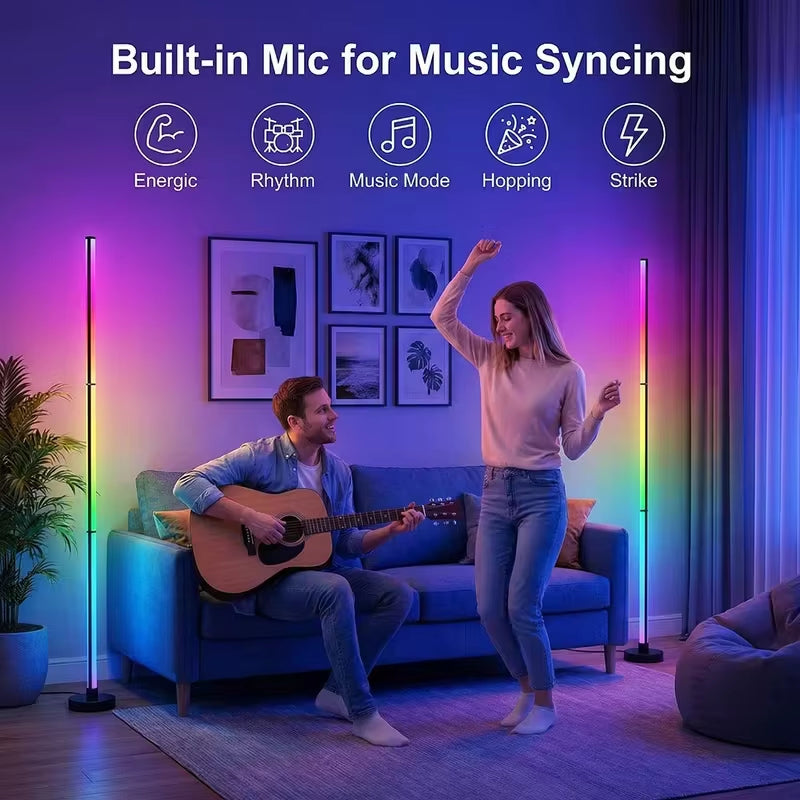 5V Corner Floor Lamp, Smart RGB LED corner lights with Remote and App control, for Living Room Bedroom Playroom,Easy to Install