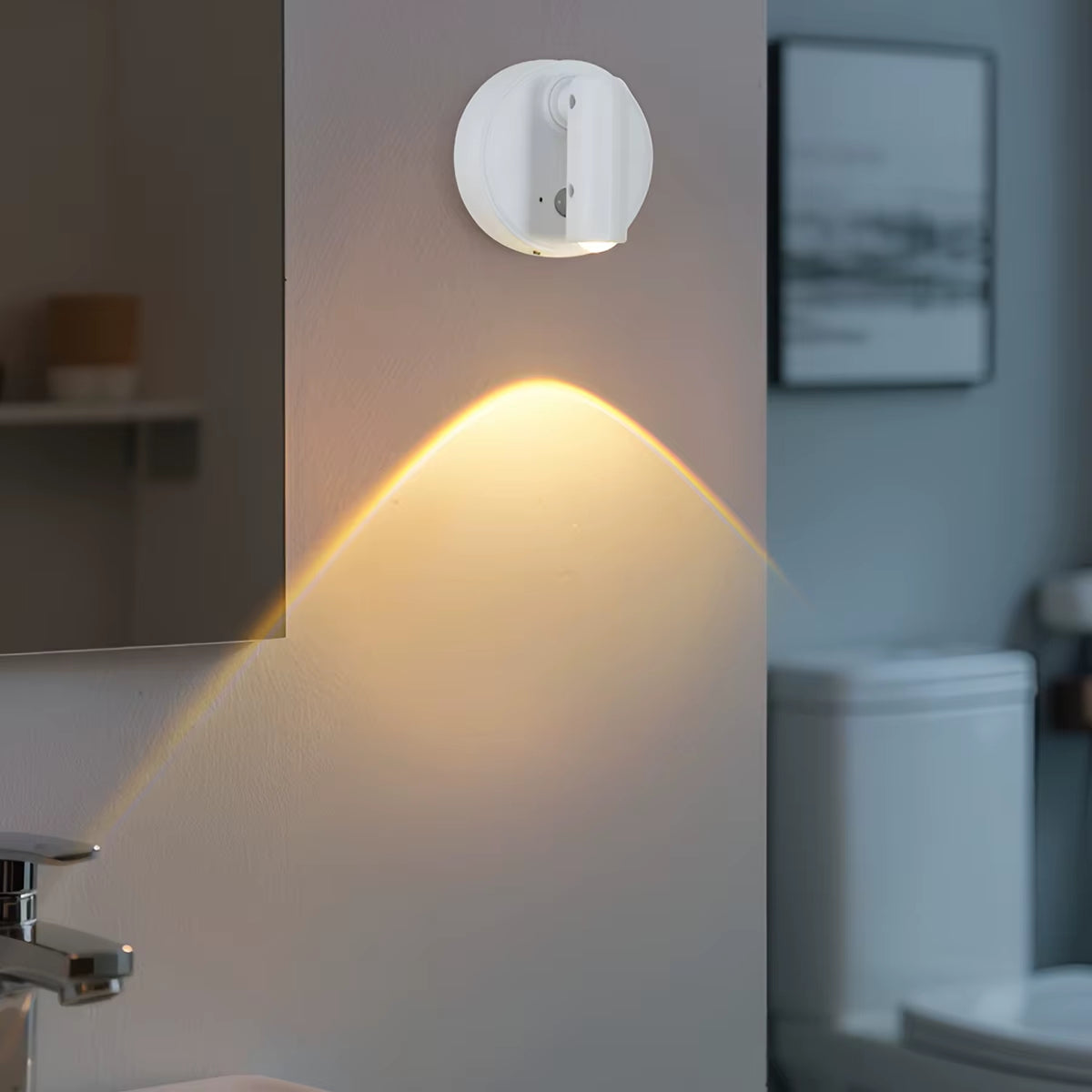 Three-color wall lamp no-drill LED light, soft light sensor light bedside bedroom night light, magnetic rechargeable spotlight.