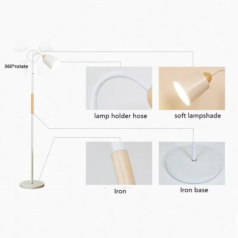 Nordic Floor Lamp Creative Living Room Bedroom Study LED Simple Modern Dimmable Remote Control Reading Floor Lamp