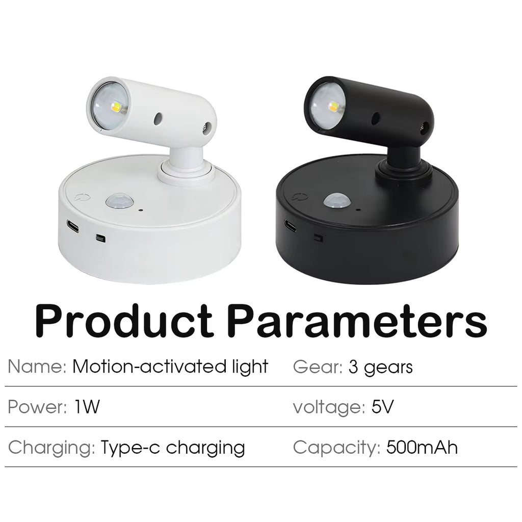 Three-color wall lamp no-drill LED light, soft light sensor light bedside bedroom night light, magnetic rechargeable spotlight.