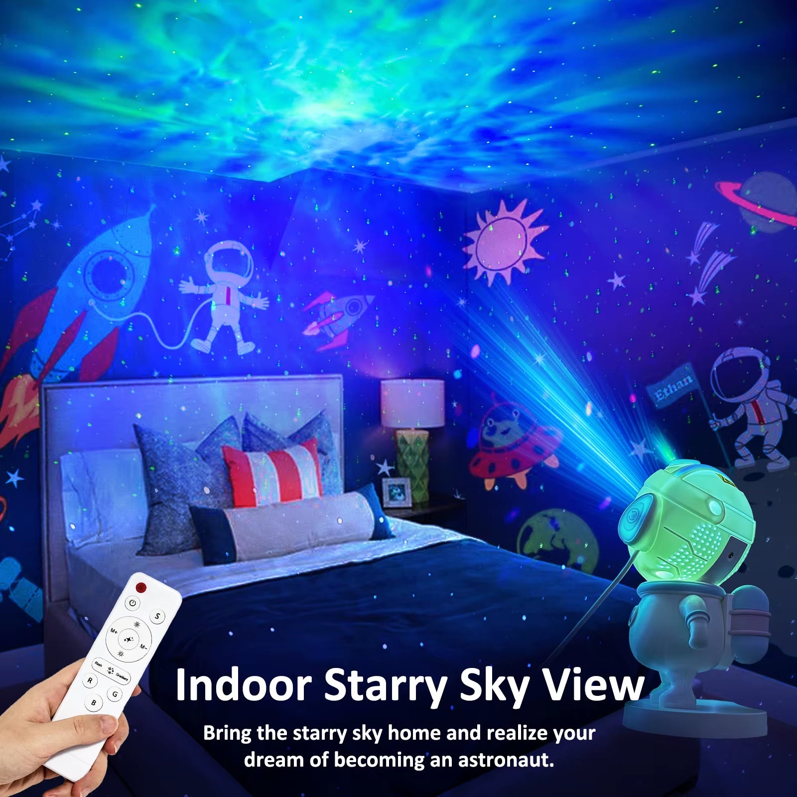 TouCloud Galaxy Star Projector: 8 modes, remote control & 360° adjustability. Perfect starry night light gift for kids & adults.