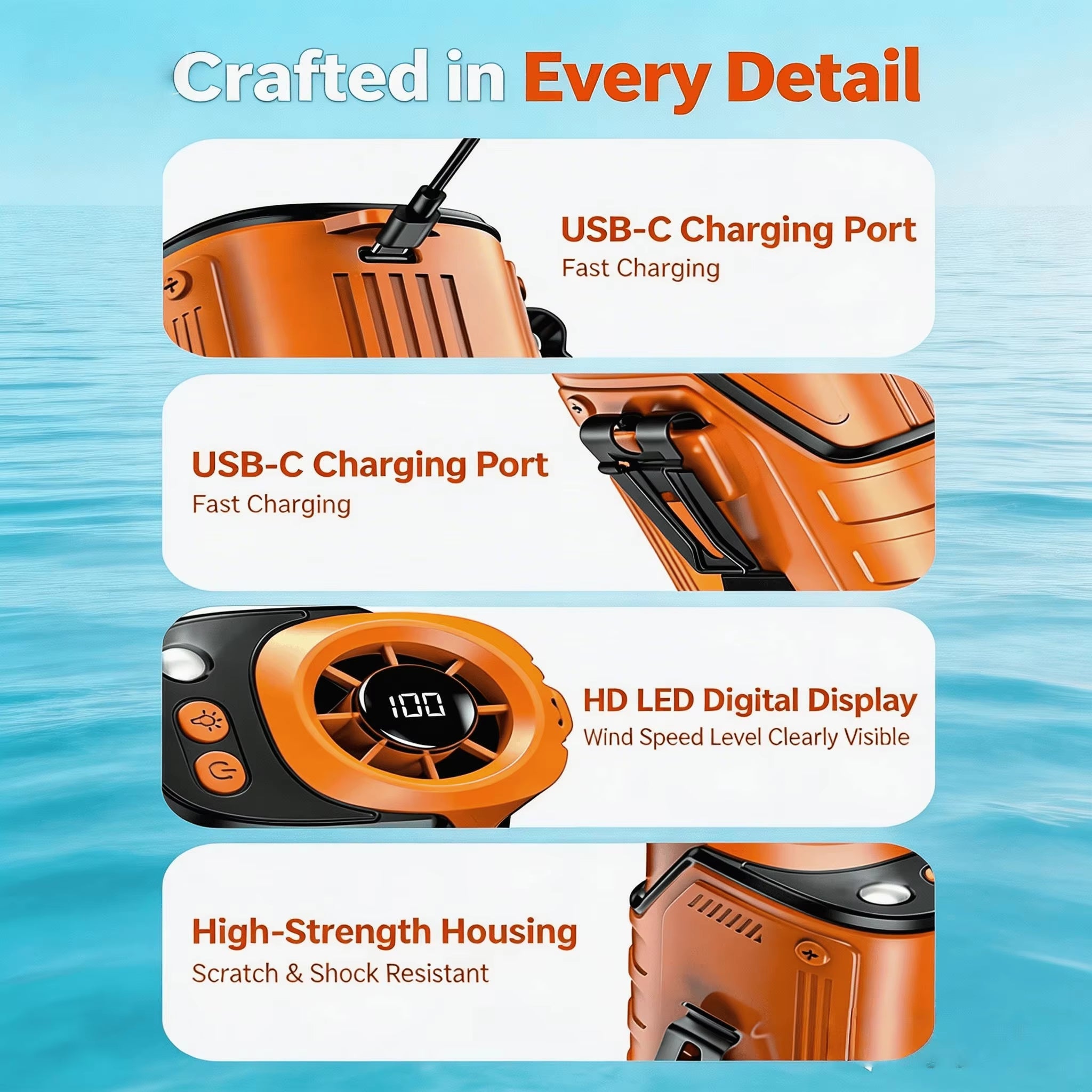 2026 3-in1 Waist Fan，Portable Fan,Handheld Fan, Neck Fan,mini fan, Desktop Fan，Can be used as an emergency power bank，5000mAh 10H Long Lasting, 100 Speed Adjustable, LED Flashlight & SOS Light,flashlight，Type-C Rechargeable