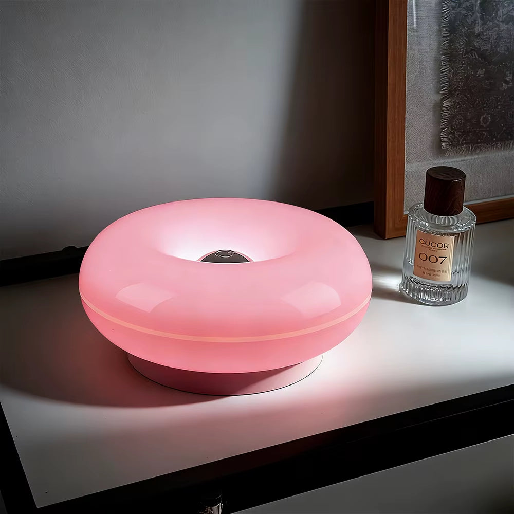 Creative Donut Glass Touch Desk Lamp, Vintage Rechargeable Glass Bedside Lamp, Romantic Ambient Light, Living Room Night Light