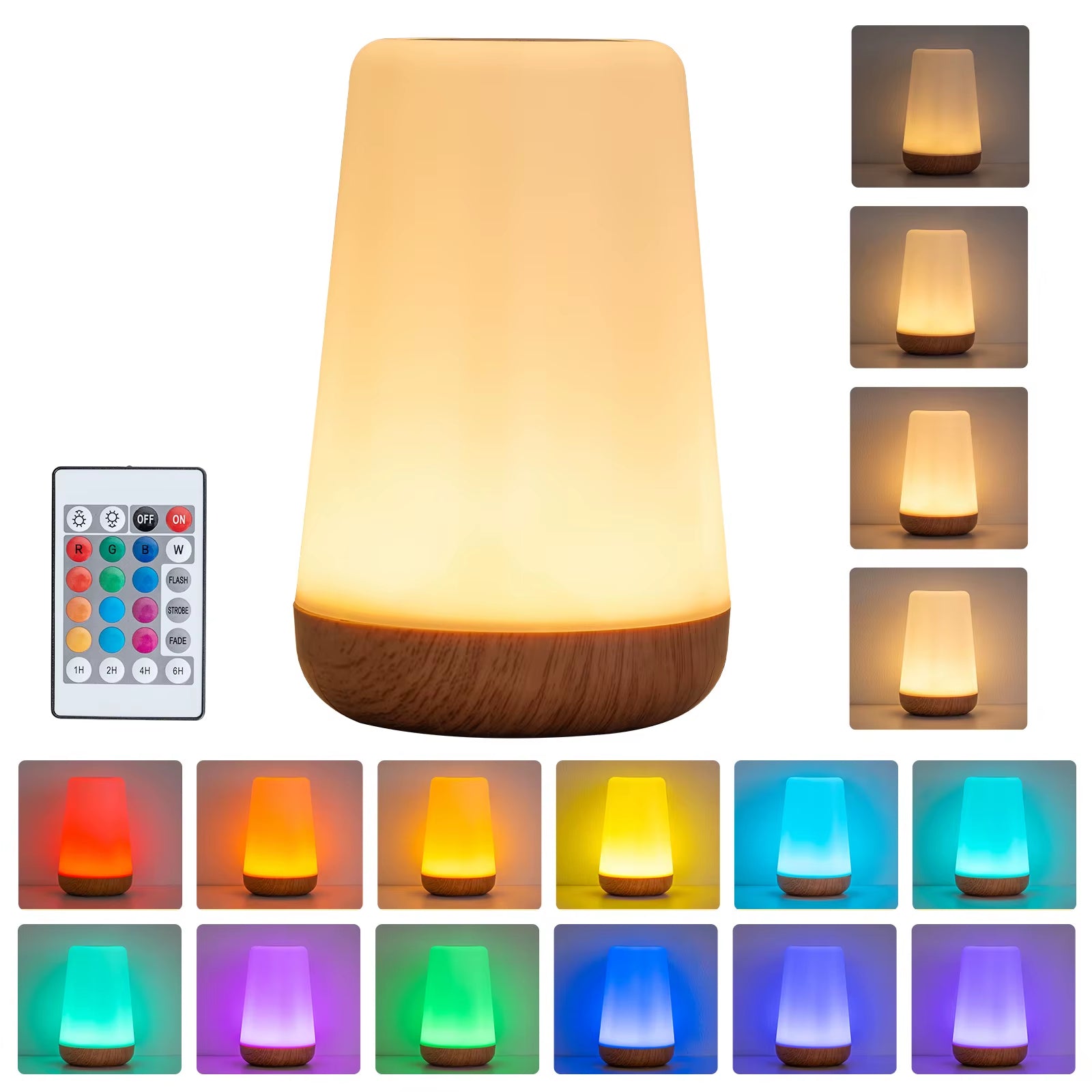 USB Touch Control LED Night Light 13 Colors Changing Dimmable Bedside Table Lamp with Remote for Bedroom Camping Reading Decor