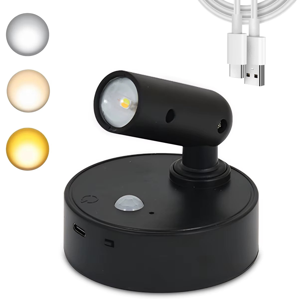Three-color wall lamp no-drill LED light, soft light sensor light bedside bedroom night light, magnetic rechargeable spotlight.