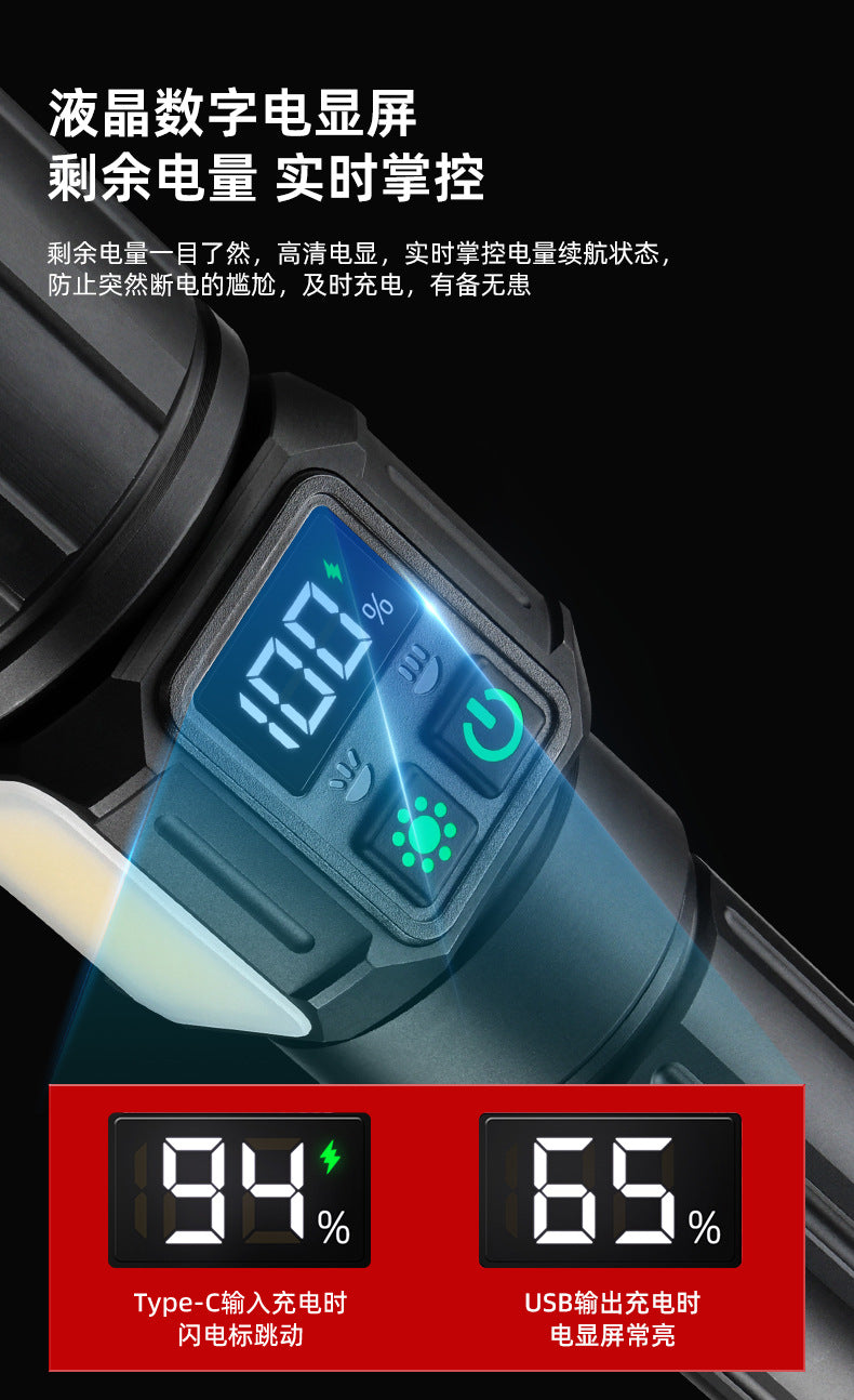 Strong light far-reaching bright laser cannon flashlight with side light emergency repair multi-functional lighting aluminum alloy flashlight