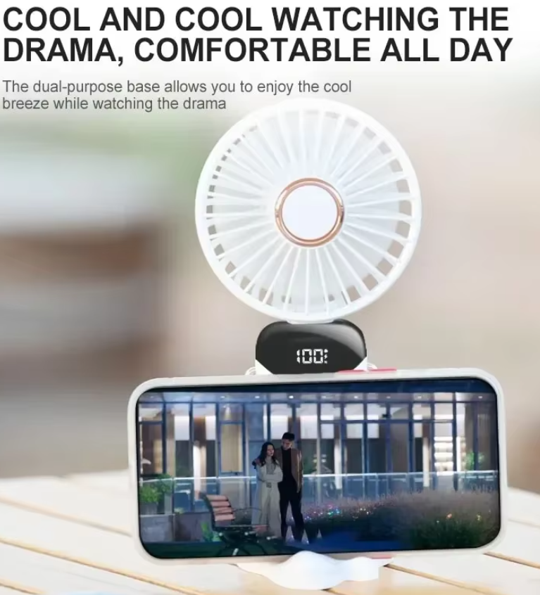 Hand Held Personal Fan With Built-In Phone Stand HF-01