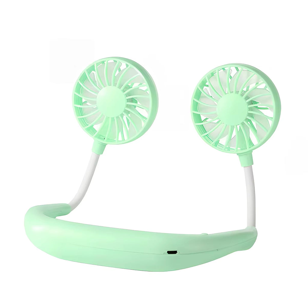 USB Rechargeable Mini Sports 3-Speed Adjustable Neck Dual Fan Home OfficeOutdoor Travel Portable Hanging Neck Fan