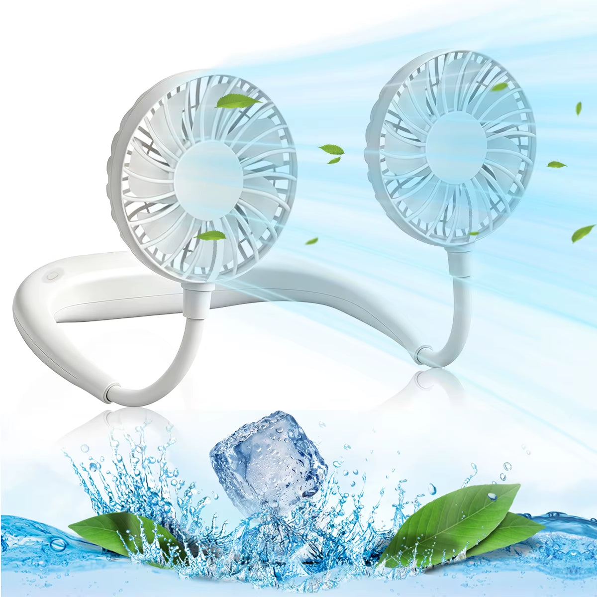 USB Rechargeable Mini Sports 3-Speed Adjustable Neck Dual Fan Home OfficeOutdoor Travel Portable Hanging Neck Fan