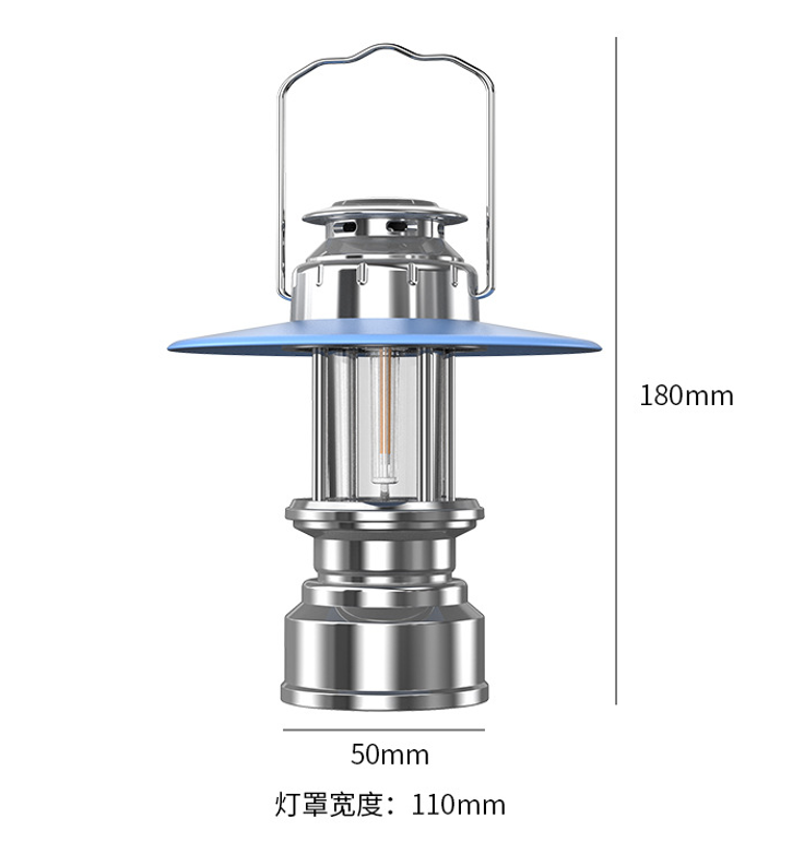 Portable retro lantern tent camping charging camping lamp outdoor atmosphere lighting led emergency hand lamp