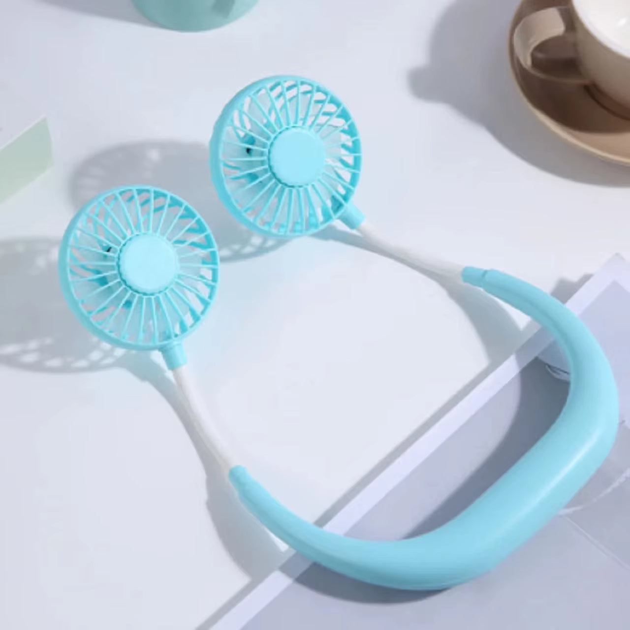 USB Rechargeable Mini Sports 3-Speed Adjustable Neck Dual Fan Home OfficeOutdoor Travel Portable Hanging Neck Fan