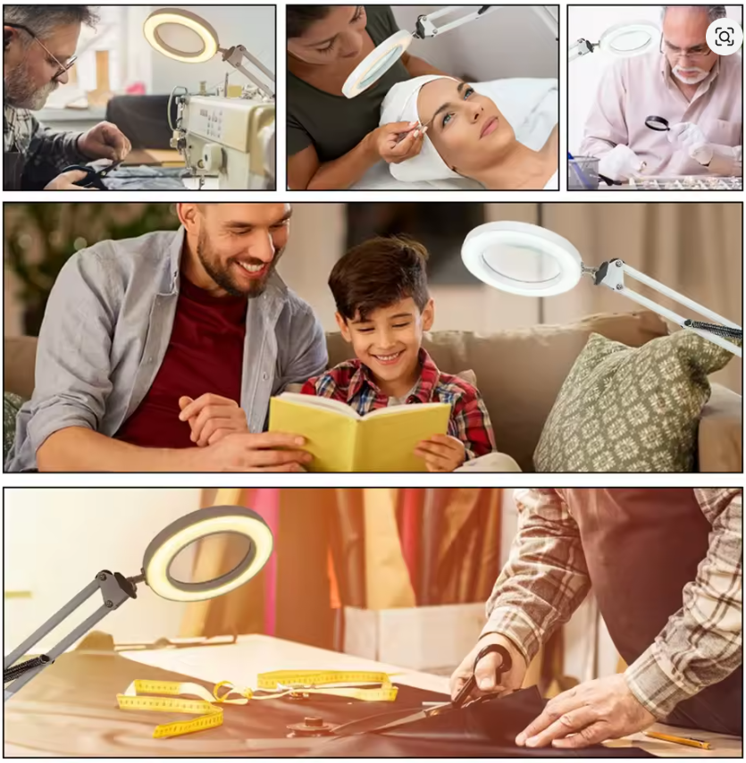72LED 8X/10X NEW Illuminated Magnifier USB 3 Colors LED Magnifying Glass for Soldering Iron Repair/Table Lamp/Skincare Beauty