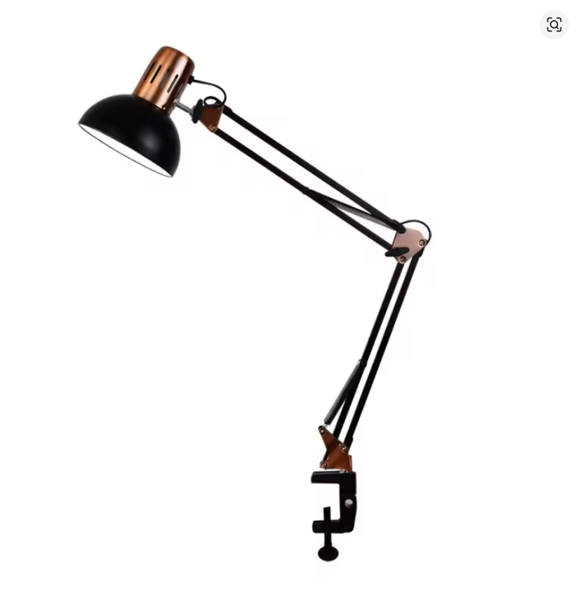Industrial Foldable LED Table Lamp With Clamp E27 Telescopic Swing Arm Dormitory Reading Lamp Bedside Childern's Room Desk Light