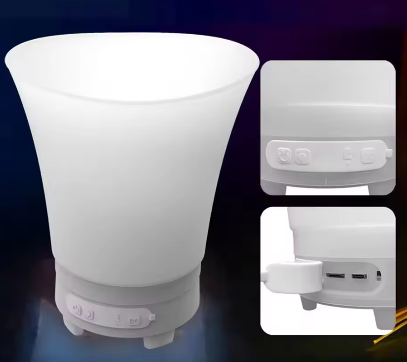 LED Illuminated Ice Bucket (Suitable for Champagne/Beer/Wine) — Round Plastic Party Cooler, Designed for KTV Bars and Home Party
