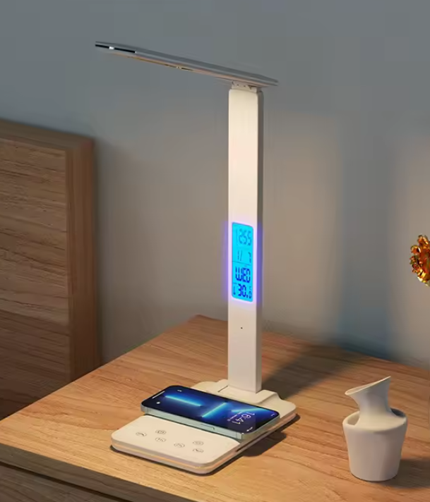 LED Desk Lamp with Wireless Charger and USB Plug in Port Bedside Night Light Touch Dimmable Eye-Caring for Gaming Reading Home