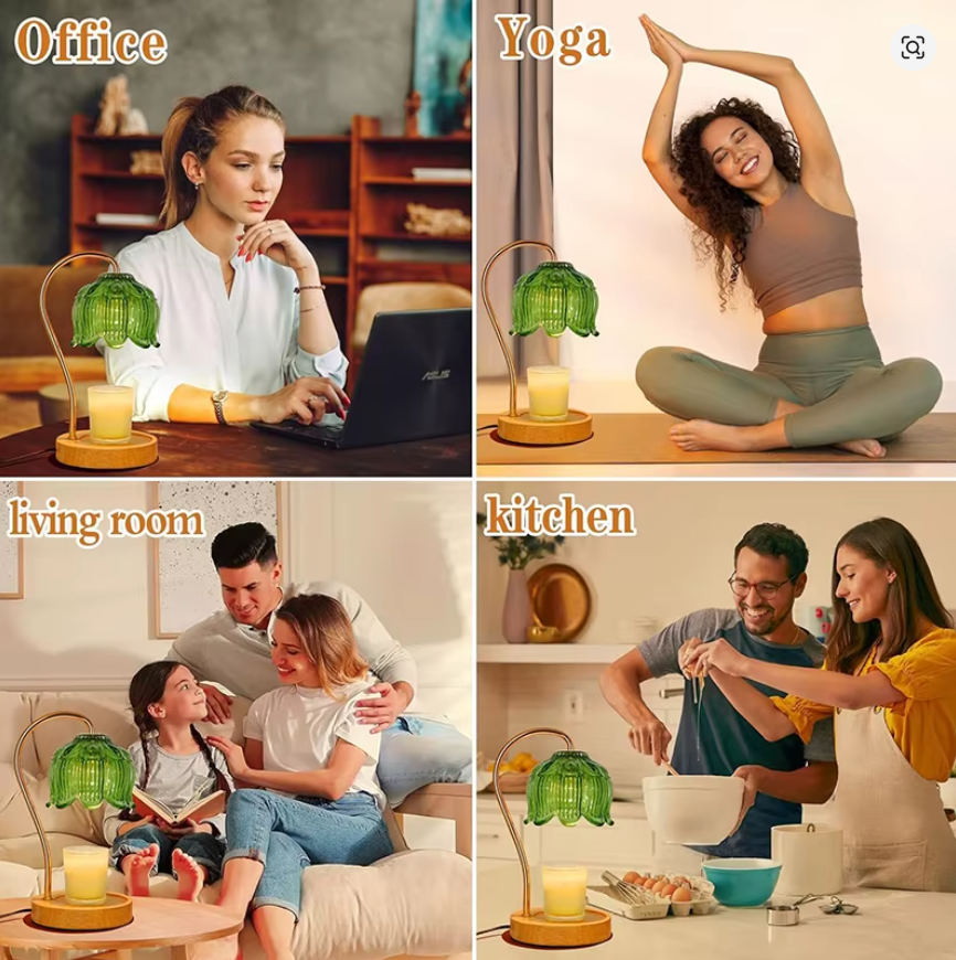 Nordic Glass Candle Warmer Lamp Bedroom Atmosphere Warmer Lamp Retro Lamp Candle Tray Night Light desk Decor Home Decoration ﻿