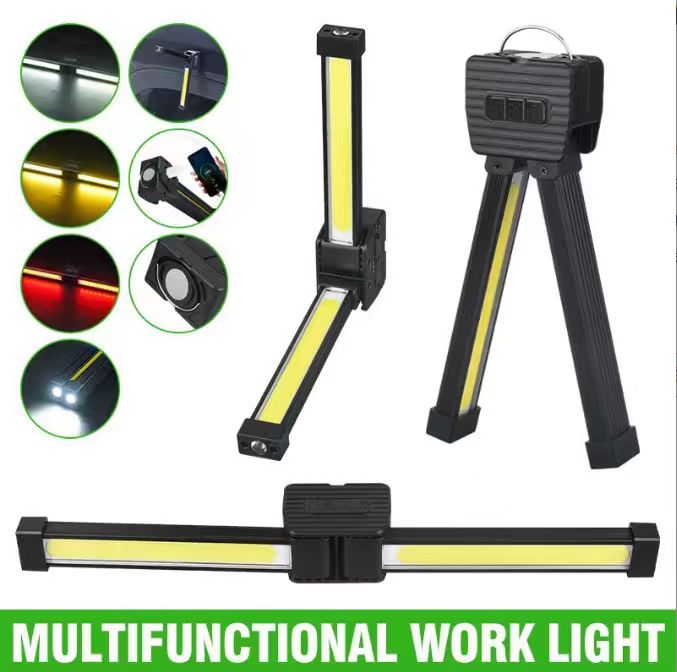 Multifunctional COB LED Work Light with Magnetic Base, 3-Color Modes (Cool White/Warm White/Red) for Inspection & Camping