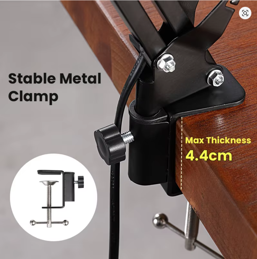 Industrial Foldable LED Table Lamp With Clamp E27 Telescopic Swing Arm Dormitory Reading Lamp Bedside Childern's Room Desk Light